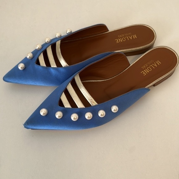 Malone Souliers Zelda Faux-pearl Embellished Satin Loafers Size 37 - Picture 9 of 12